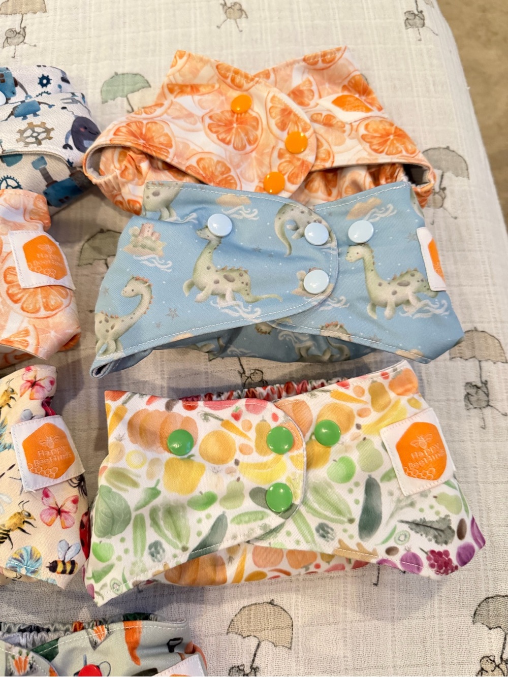 Happy Beehinds Pocket Diapers Lot 7 No Inserts One Size - Picture 5 of 10